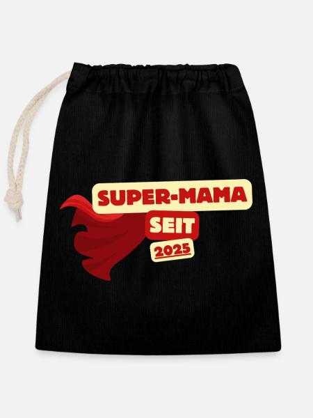 Super maman héroïne depuis 2025 - Sac cadeau en coton avec cordon (25 x 30 cm) - noir