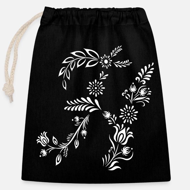 Initiale H, Lettre - Sac cadeau en coton avec cordon (25 x 30 cm) - noir