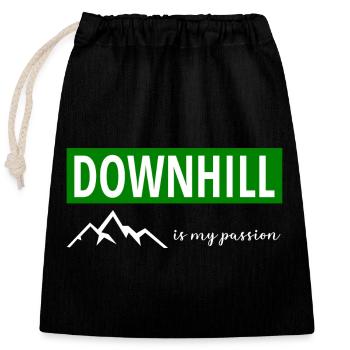 DOWNHILL is my passion - Verschließbarer Geschenkbeutel aus Baumwolle (25x30cm) - Schwarz - Vorne