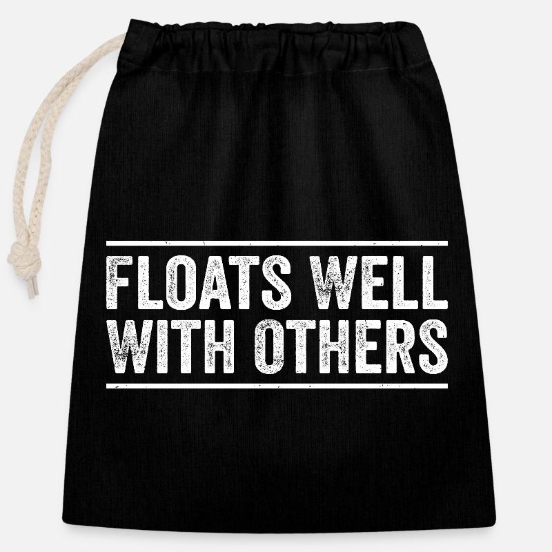 Summer River Floats Well With Others Float Trip - Sac cadeau en coton avec cordon (25 x 30 cm) - noir