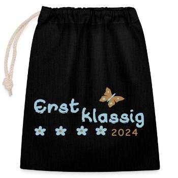 Back to School First-Class 2024 - Closable cotton gift bag (25x30cm) - black - Front