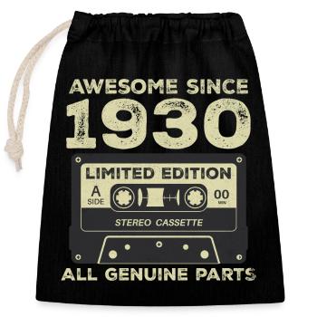 Anniversaire des années 1930 né dans les années 1930 Vintage rétro - Sac cadeau en coton avec cordon (25 x 30 cm) - noir - Devant