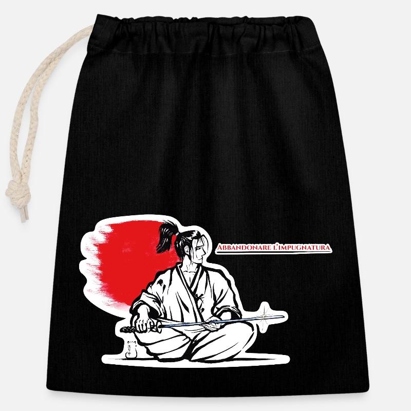 Samurai - Abandoning the - Closable cotton gift bag (25x30cm) - black