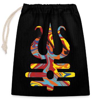 trishul trishula symbol hinduism buddhism Shiva - Closable cotton gift bag (25x30cm) - black - Front