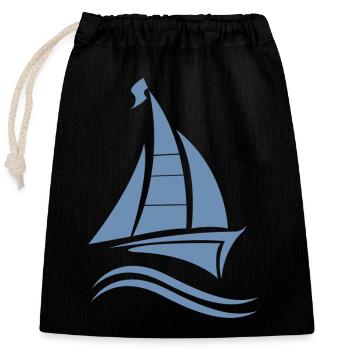 Permis de voile voilier - Sac cadeau en coton avec cordon (25 x 30 cm) - noir - Devant