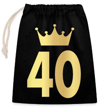 40e anniversaire quarante cadeaux - Sac cadeau en coton avec cordon (25 x 30 cm) - noir - Devant