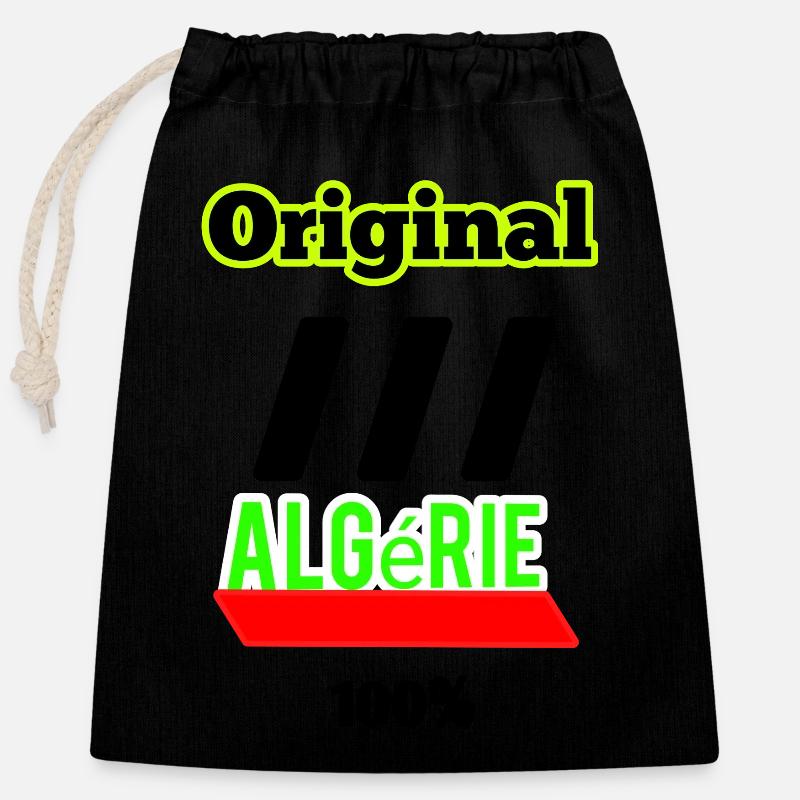 original Algeria - Closable cotton gift bag (25x30cm) - black