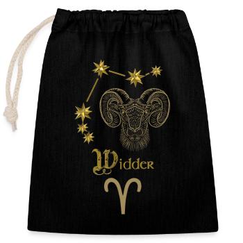 Signe astrologique Bélier - Or - Sac cadeau en coton avec cordon (25 x 30 cm) - noir - Devant