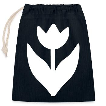 Flower White White Flower Tulip White - Closable cotton gift bag (25x30cm) - navy - Front