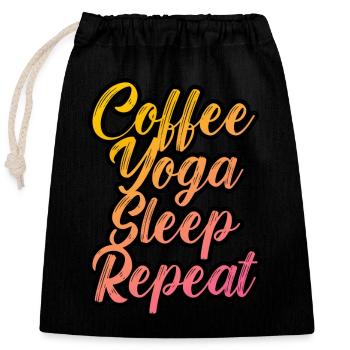 Coffee yoga sleep repeat - Closable cotton gift bag (25x30cm) - black - Front