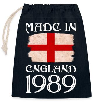 Made in England 1989 - St George's Day - Deutsch - Verschließbarer Geschenkbeutel aus Baumwolle (25x30cm) - Navy - Vorne