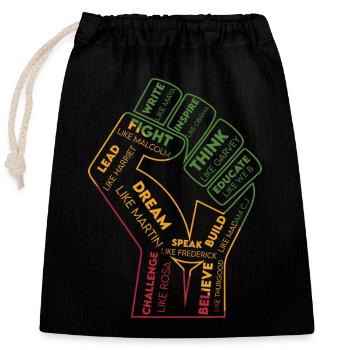 Word Fist: Power of Thoughts - Closable cotton gift bag (25x30cm) - black - Front