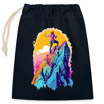 Eric en randonnée - Sac cadeau en coton avec cordon (25 x 30 cm) - bleu marine - Devant