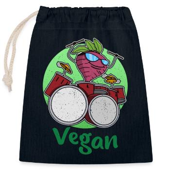 Drums Radis Garden Salad Vegan Vegan - Sac cadeau en coton avec cordon (25 x 30 cm) - bleu marine - Devant