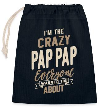 Pap-Pap fou - Sac cadeau en coton avec cordon (25 x 30 cm) - bleu marine - Devant