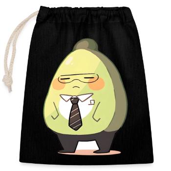 Office Avocado - Closable cotton gift bag (25x30cm) - black - Front