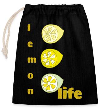 Lemon Life - Sac cadeau en coton avec cordon (25 x 30 cm) - noir - Devant