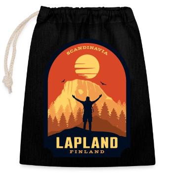 Lapland Finland Scandinavian Nature - Closable cotton gift bag (25x30cm) - black - Front