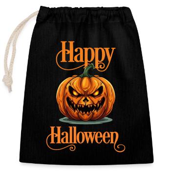 Happy Halloween Pumpkin Head Spooky Spooky - Closable cotton gift bag (25x30cm) - black - Front