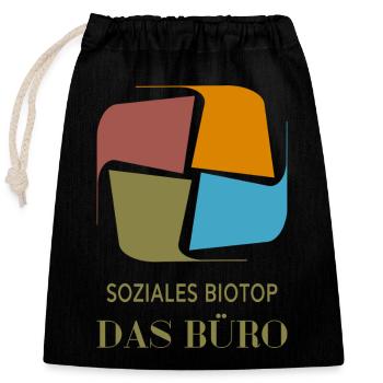 Travail de bureau humour cadeau dictons drôles - Sac cadeau en coton avec cordon (25 x 30 cm) - noir - Devant