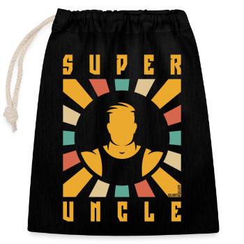 Super Uncle (Strahlen / 4C) - Verschließbarer Geschenkbeutel aus Baumwolle (25x30cm) - Schwarz - Vorne