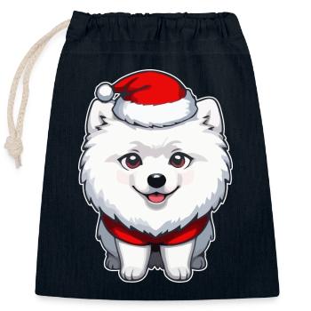 Dog Christmas - Closable cotton gift bag (25x30cm) - navy - Front