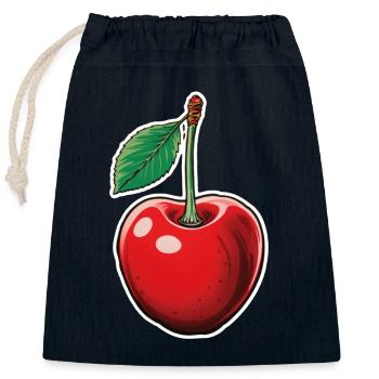 Cerise, fruit unique - Sac cadeau en coton avec cordon (25 x 30 cm) - bleu marine - Devant