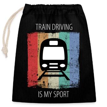 Train Railway Railroad Worker Trains Train Driver - Closable cotton gift bag (25x30cm) - black - Front