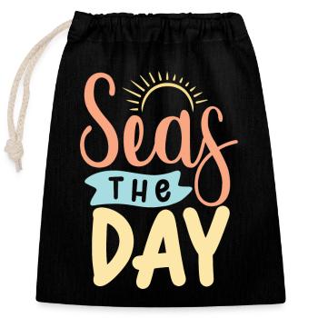 Seas The Day - Closable cotton gift bag (25x30cm) - black - Front