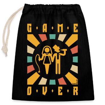 Game Over (Whip / Beer / Stag Party / Rays / 4C) - Closable cotton gift bag (25x30cm) - black - Front