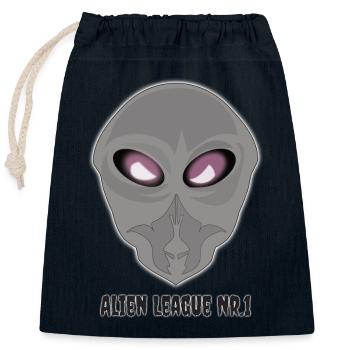 Alien Leaque No.1 - Closable cotton gift bag (25x30cm) - navy - Front