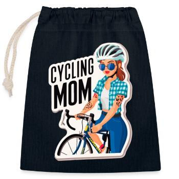 Cycling Mom Empowerment Sticker - Closable cotton gift bag (25x30cm) - navy - Front