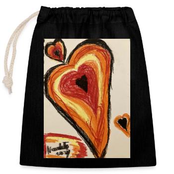 Cœur chaleureux - Sac cadeau en coton avec cordon (25 x 30 cm) - noir - Devant