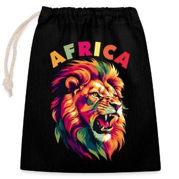 Afrikanischer Löwe - Verschließbarer Geschenkbeutel aus Baumwolle (25x30cm) - Schwarz - Vorne