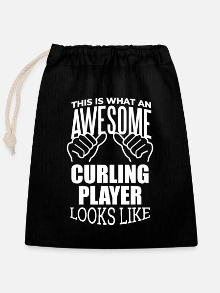 Curling Curling Curling - Verschließbarer Geschenkbeutel aus Baumwolle (25x30cm) - Schwarz