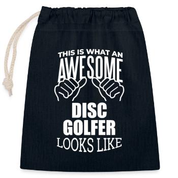 Discgolf - Verschließbarer Geschenkbeutel aus Baumwolle (25x30cm) - Navy - Vorne