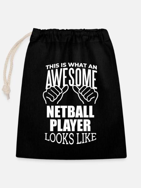 Netball Netball Netball - Verschließbarer Geschenkbeutel aus Baumwolle (25x30cm) - Schwarz