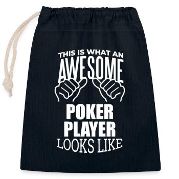 poker - Sac cadeau en coton avec cordon (25 x 30 cm) - bleu marine - Devant