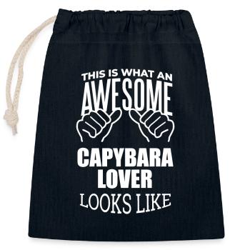 Capybara - Verschließbarer Geschenkbeutel aus Baumwolle (25x30cm) - Navy - Vorne