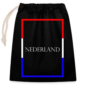 Netherlands Neterland, Statement Lettering Flag - Closable cotton gift bag (25x30cm) - black - Front