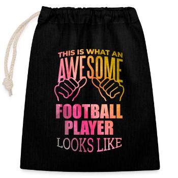 Football - Closable cotton gift bag (25x30cm) - black - Front