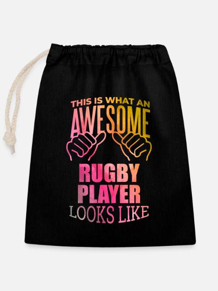 Rugby Rugby Rugby - Verschließbarer Geschenkbeutel aus Baumwolle (25x30cm) - Schwarz