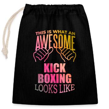 Kickboxing - Closable cotton gift bag (25x30cm) - black - Front