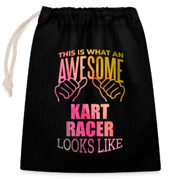 Go Kart - Closable cotton gift bag (25x30cm) - black - Front