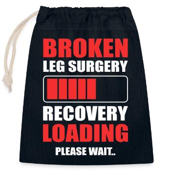 Broken leg - Closable cotton gift bag (25x30cm) - navy - Front