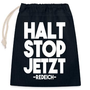 Stop now - Closable cotton gift bag (25x30cm) - navy - Front
