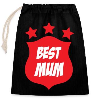 Best Mom - Mother's Day - Closable cotton gift bag (25x30cm) - black - Front