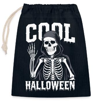 Cool Halloween Skeleton - Closable cotton gift bag (25x30cm) - navy - Front