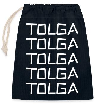 Geschenk für Tolga - Verschließbarer Geschenkbeutel aus Baumwolle (25x30cm) - Navy - Vorne