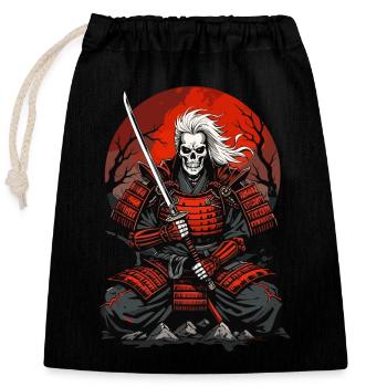 Anciens samouraïs - Sac cadeau en coton avec cordon (25 x 30 cm) - noir - Devant